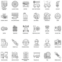 Outline collection of Car Service icons collection set