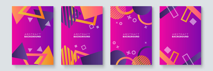 Modern abstract covers set, minimal covers design. Colorful geometric background, vector illustration. Abstract geometric backgrounds. Neo geo pattern, minimalist retro poster graphics vector