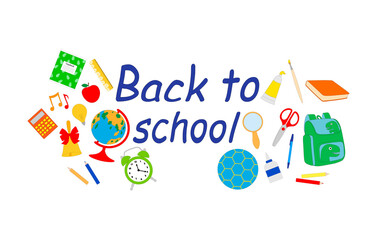 Back to school banner vector illustration. Education school supplies greeting card