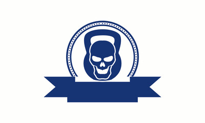 barbell illustration with skull 