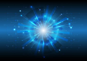 Futuristic Sci-Fi glowing HUD user. Data engineer. Digital infographic frame. Abstract hologram hi-tech background. Virtual reality technology electric design