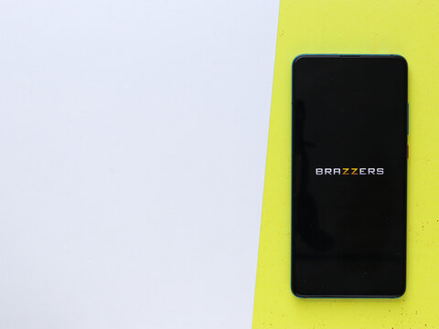 Assam, india - September 6, 2020 : Brazzers logo on phone screen stock image.
