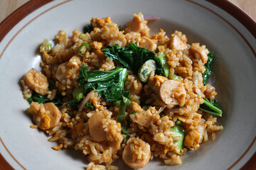 Homemade fried rice for breakfast                 