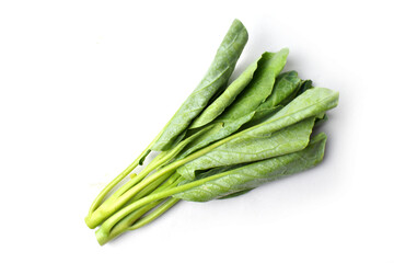 Chinese kale vegetable isolated on white background.