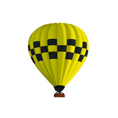 Fototapeta premium Hot air yellow taxi balloon vector illustration. Graphic isolated colorful parachute aircraft. Balloon festival.