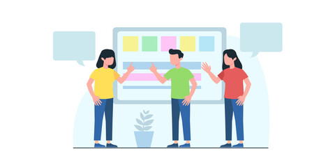 Social Network and Teamwork Vector Concept. Modern web business service set. Generating New Business Ideas, Searching Problem Solution, Developing Company Strategy Flat Vector Concept