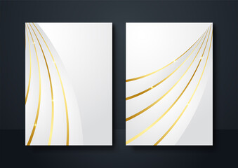 White gold cover background. Abstract decoration, golden pattern, halftone gradients, 3d Vector illustration. Black, white, blue, gold waves Cover template, geometric shapes, modern minimal banner.