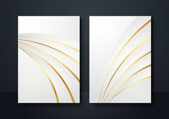 Modern abstract light silver cover background vector. Elegant wave circle  shape design with golden line. Abstract grey and gold background poster with dynamic waves. technology network art