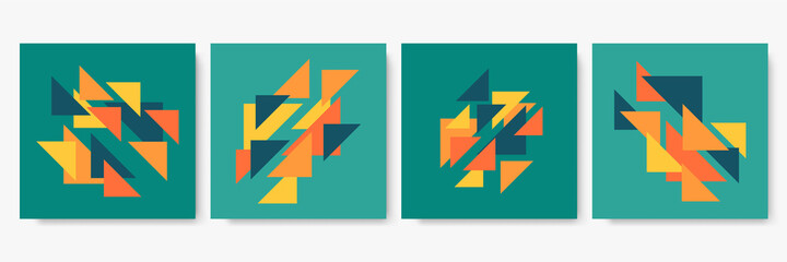 Abstract geometric backgrounds. Neo geo pattern, minimalist retro poster graphics vector illustration set. Modern abstract covers set, minimal covers design. Colorful geometric background