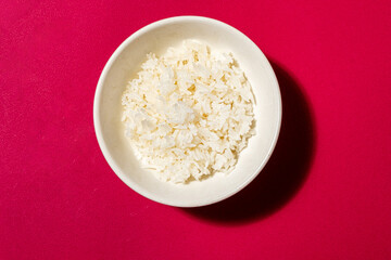 rice in the white bowl
