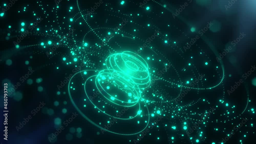 Poster Big Data Spinning Communicate Transfer via Line Dot Connection Network 4K DOF Motion Background