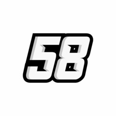 Racing number 58 logo with a black background