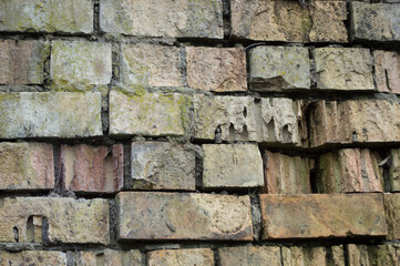 The old brickwork is made of gray brick.