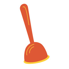 Red Toilet Plunger. House cleaning tool, housework supplies. Eliminates blockages. Cartoon flat Vector illustration isolated on white background.