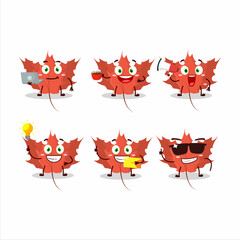 Autumn blaze maple cartoon character with various types of business emoticons