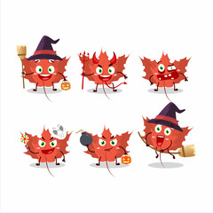 Halloween expression emoticons with cartoon character of autumn blaze maple