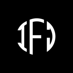 IFJ letter logo design. IFJ modern letter logo with black background. IFJ creative  letter logo. simple and modern letter IFJ logo template, IFJ circle letter logo design with circle shape. IFJ  