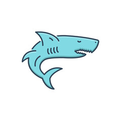Color illustration icon for shark