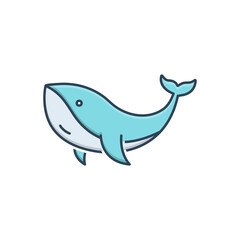 Color illustration icon for whale 