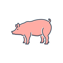 Color illustration icon for pig 
