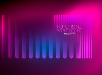 Bright neon color techno abstract background, shiny glowing neon lines in the dark background