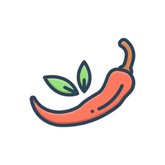 Color illustration icon for red chilli
