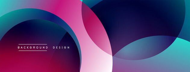 Abstract overlapping lines and circles geometric background with gradient colors