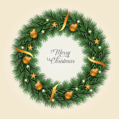Christmas  wreath Decoration  Blue Pine Leaf With White Golden Ball