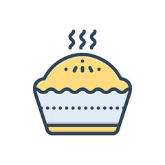 Color illustration icon for pie 