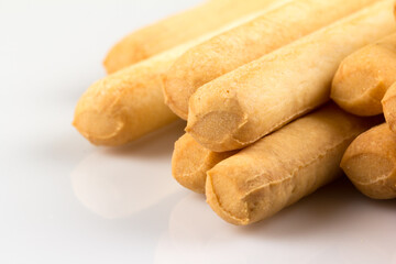 bread sticks on white background