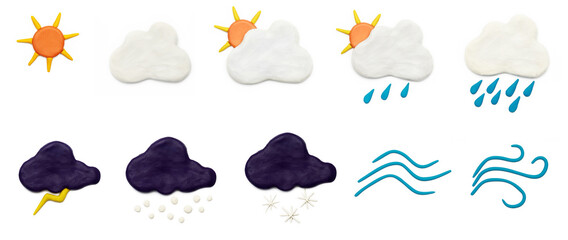 Weather concept, weather changes made from plasticine  - obrazy, fototapety, plakaty