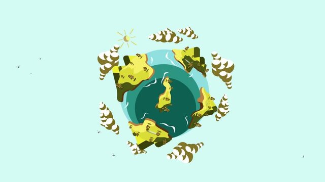 Animated Autumn Earth Scenery Illustration, animated illustration for project theme nature, with the green screen background