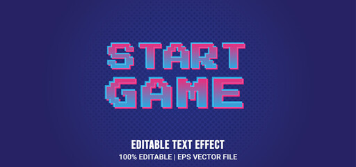 Start game editable text effect style design template	