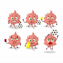 Pink maple cartoon character working as a Football referee