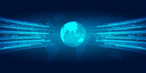 Futuristic background concept.World 3d vector with cyber speed technology design.