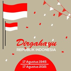 17 August. Indonesia Happy Independence Day greeting card, banner