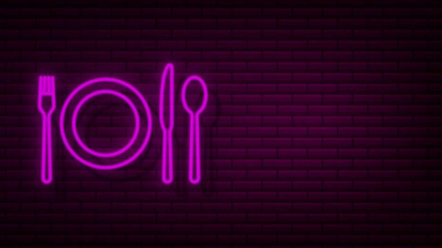 Spoon fork knife icon, restaurant symbol. Motion graphics.
