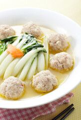 Delicious Chinese food, meatballs cabbage
