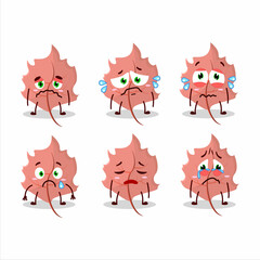 Pink maple cartoon character with sad expression