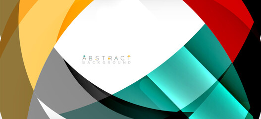 Obraz premium Color circle shapes, minimal geometric background. Trendy dynamic composition. Vector Illustration For Wallpaper, Banner, Background, Landing Page