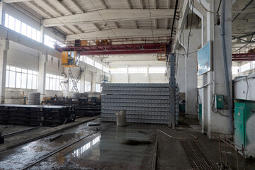 inside view of the workshop for the production of reinforced concrete products