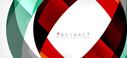 Geometric abstract background. Circle created with overlapping color shapes. Vector Illustration For Wallpaper, Banner, Background, Landing Page