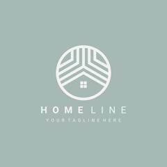 Simple Line Art Home Logo design template elements