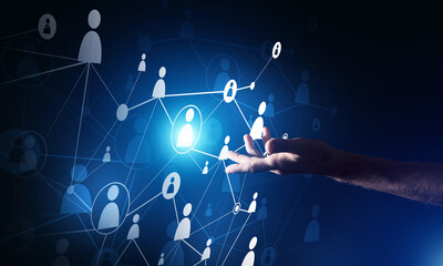 Presenting modern wireless technologies as means of communucation and networking on dark background