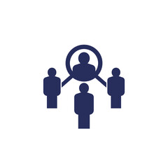 Coordinating or coordinator icon with people - obrazy, fototapety, plakaty