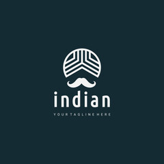 simple line art indian and building logo design template