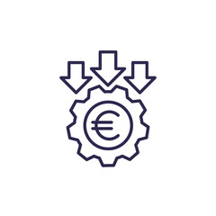 cost reduction line icon with euro