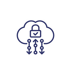 Secure cloud access, protected hosting line icon