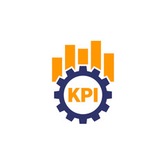 KPI Key Performance Indicator icon with gear and graph