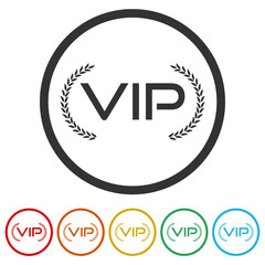 Vip laurel wreath glyph ring icon color set